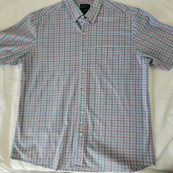 Saddlebred Mens Green Blue Plaid Short Sleeve Shirt Size XL - Picture 2 of 12